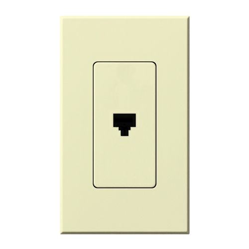 Main product image of Architectural Telephone Jack, 6-conductor, RJ11, Single Gangw/ Wall Plate, Matte Finish, Almond