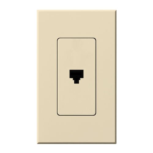 Main product image of Architectural Telephone Jack, 6-conductor, RJ11, Single Gangw/ Wall Plate, Matte Finish, Beige