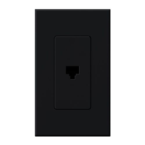 Main product image of Architectural Telephone Jack, 6-conductor, RJ11, Single Gangw/ Wall Plate, Matte Finish, Black