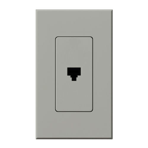 Main product image of Architectural Telephone Jack, 6-conductor, RJ11, Single Gangw/ Wall Plate, Matte Finish, Gray