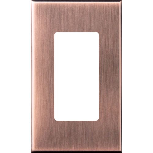 Main product image of Nova T single-gang wallplate, small opening, no fins broken, in antique bronze