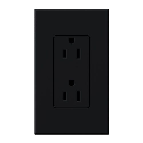 Main product image of Architectural 15A Duplex Receptacle, 125V,w/ Wall Plate,w/ Wall Plate, Matte Finish, Black