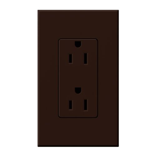Main product image of Architectural 15A Duplex Receptacle, 125V,w/ Wall Plate,w/ Wall Plate, Matte Finish, Brown