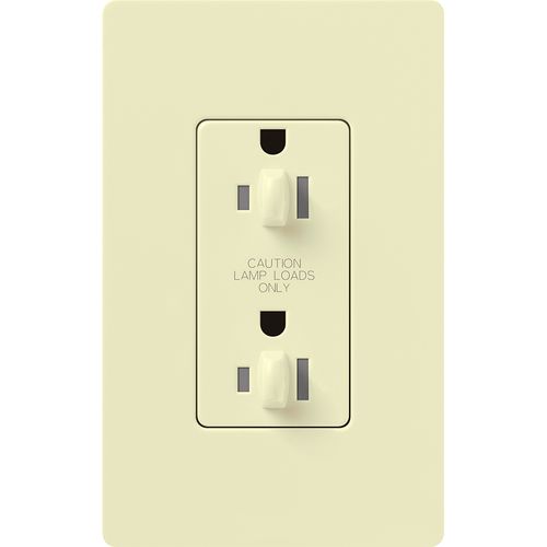 Main product image of Architectural 15A Dual Dimming, Tamper Resist Duplex Receptacle, 125V,w/ Wall Plate, Matte Finish, Almond