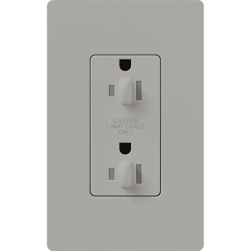 Main product image of Architectural 15A Dual Dimming, Tamper Resist Duplex Receptacle, 125V,w/ Wall Plate, Matte Finish, Gray