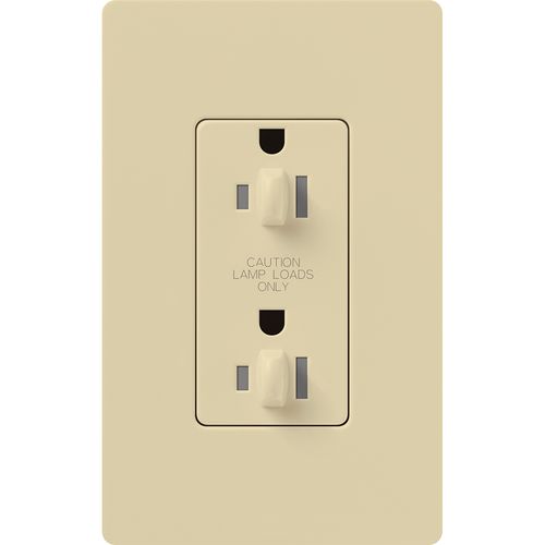 Main product image of Architectural 15A Dual Dimming, Tamper Resist Duplex Receptacle, 125V,w/ Wall Plate, Matte Finish, Ivory