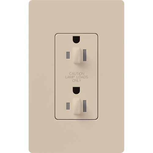 Main product image of Architectural 15A Dual Dimming, Tamper Resist Duplex Receptacle, 125V,w/ Wall Plate, Matte Finish, Taupe