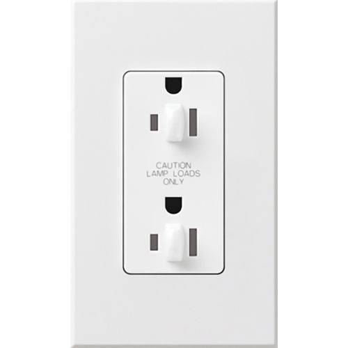Main product image of Architectural 15A Dual Dimming, Tamper Resist Duplex Receptacle, 125V,w/ Wall Plate, Matte Finish, White