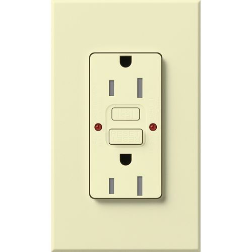 Main product image of Architectural 15A Tamper-Resist GFCI Duplex Receptacle, Self-Testing, 125V,w/ Wall Plate, Matte Finish, Almond