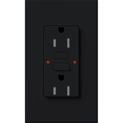 Main product image of Architectural 15A Tamper-Resist GFCI Duplex Receptacle, Self-Testing, 125V,w/ Wall Plate, Matte Finish, Black