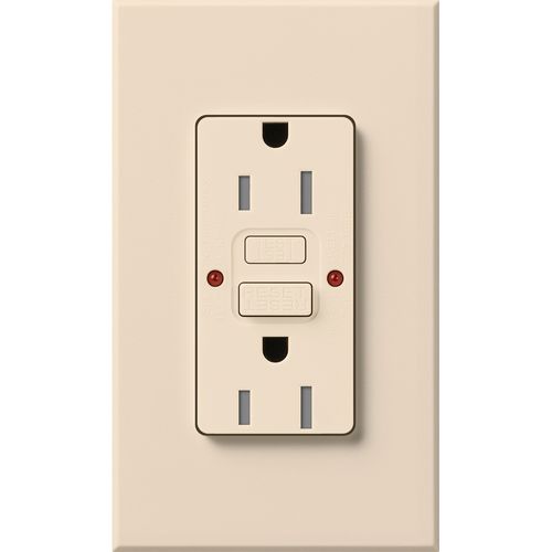 Main product image of Architectural 15A Tamper-Resist GFCI Duplex Receptacle, Self-Testing, 125V,w/ Wall Plate, Matte Finish, Light Almond