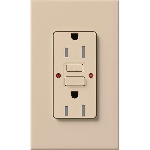 Main product image of Architectural 15A Tamper-Resist GFCI Duplex Receptacle, Self-Testing, 125V,w/ Wall Plate, Matte Finish, Taupe