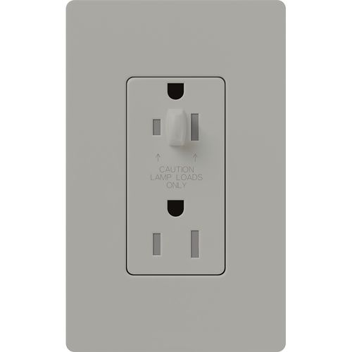Main product image of Architectural 15A Half-Dimming, Tamper Resist Duplex Receptacle,w/ Wall Plate, Matte Finish, Gray