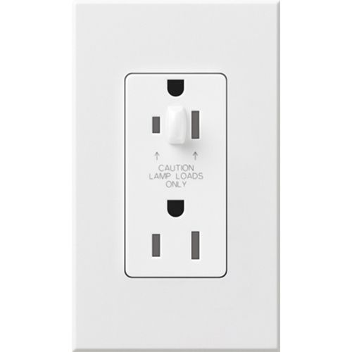 Main product image of Architectural 15A Half-Dimming, Tamper Resist Duplex Receptacle,w/ Wall Plate, Matte Finish, White