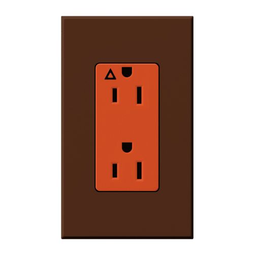 Main product image of Architectural 15A Isolated Ground Duplex Receptacle, Orange Outlet, Color Code for Included Wall Plate, Matte Finish, Sienna