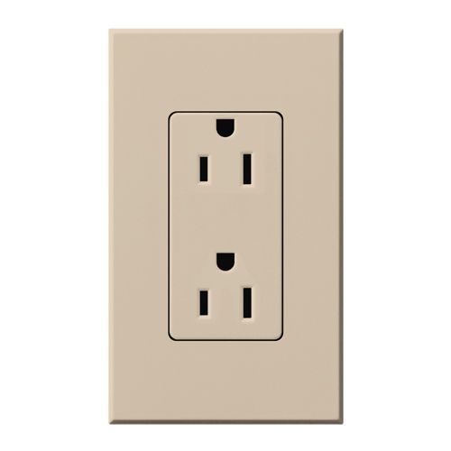 Main product image of Architectural 15A Duplex Receptacle, 125V,w/ Wall Plate,w/ Wall Plate, Matte Finish, Taupe