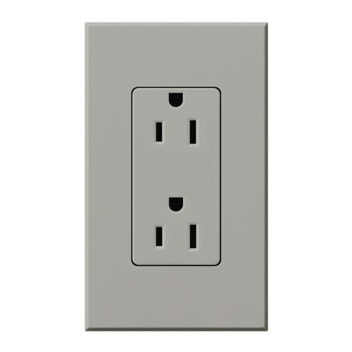 Main product image of Architectural 15A Tamper-Resistant Duplex Receptacle, Wall Plate Included, Matte Finish, Gray
