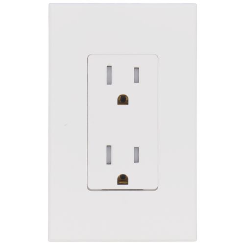 Main product image of Architectural 15A Tamper-Resistant Duplex Receptacle, Wall Plate Included, Matte Finish, White