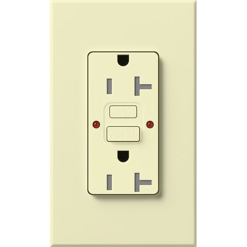 Main product image of Architectural 20A Tamper-Resist GFCI Duplex Receptacle, Self-Testing, 125V,w/ Wall Plate, Matte Finish, Almond