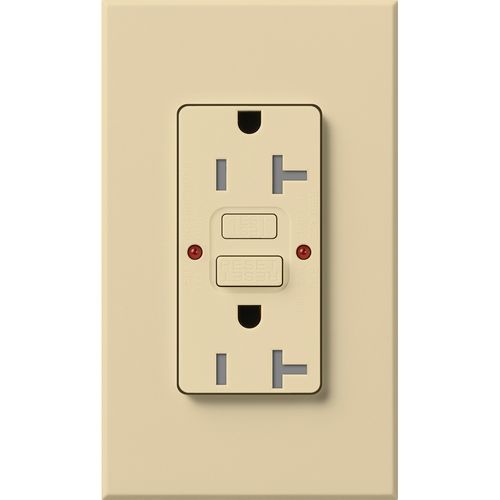 Main product image of Architectural 20A Tamper-Resist GFCI Duplex Receptacle, Self-Testing, 125V,w/ Wall Plate, Matte Finish, Ivory