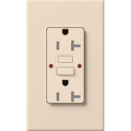 Main product image of Architectural 20A Tamper-Resist GFCI Duplex Receptacle, Self-Testing, 125V,w/ Wall Plate, Matte Finish, Light Almond