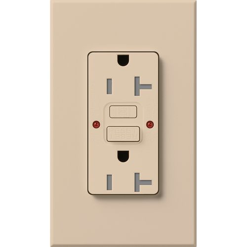 Main product image of Architectural 20A Tamper-Resist GFCI Duplex Receptacle, Self-Testing, 125V,w/ Wall Plate, Matte Finish, Taupe