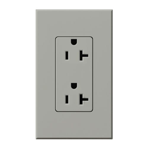 Main product image of Architectural 20A Duplex Receptacle, 125V, Wall Plate Included, Matte Finish, NTR-20-GR, Gray