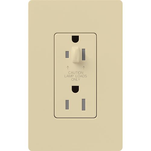 Main product image of Architectural 20A Half-Dimming, Tamper Resist Duplex Receptacle,w/ Wall Plate, Matte Finish, Ivory