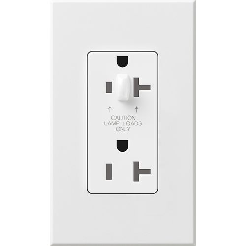 Main product image of Architectural 20A Half-Dimming, Tamper Resist Duplex Receptacle,w/ Wall Plate, Matte Finish, White
