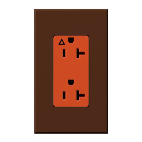 Main product image of Architectural 20A Isolated Ground Duplex Receptacle, Orange Outlet, Color Code for Included Wall Plate, Matte Finish, Sienna