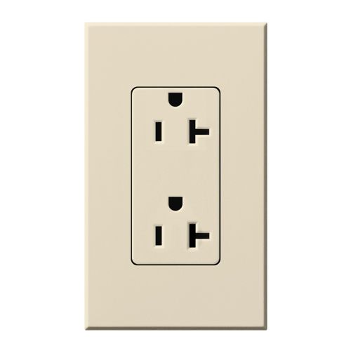 Main product image of Architectural 20A Tamper-Resistant Duplex Receptacle,w/ Wall Plate, Matte Finish, Light Almond,