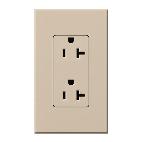 Main product image of Architectural 20A Tamper-Resistant Duplex Receptacle, Wall Plate Included, Matte Finish, Taupe