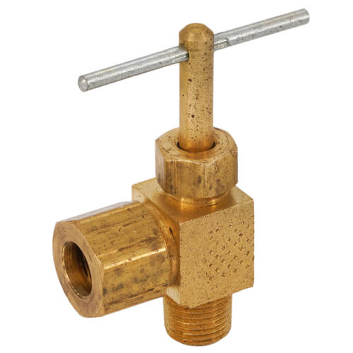Main product image of 5/16" OD Compression x 1/8" MIP Angle Needle Valve (Rough Brass)