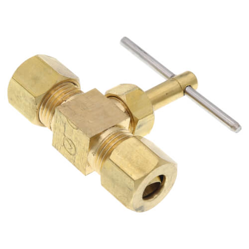 Main product image of 1/4" OD Compression x 1/4" OD Compression Straight Needle Valve (Rough Brass)