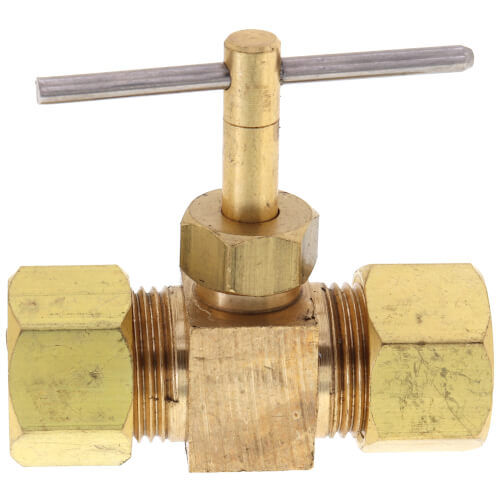 Main product image of 3/8" OD Compression x 3/8" OD Compression Straight Needle Valve (Rough Brass)