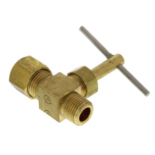 Main product image of 1/4" Nominal Compression x 1/8" MIP Straight Needle Valve (Rough Brass)