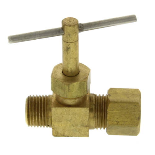 Main product image of 1/4" Nominal Compression x 1/8" MIP Straight Needle Valve (Rough Brass)