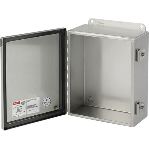 Main product image of 12" x 10" x 6" Continuous Hinge with Clamps Junction Box Type 4X, Brushed, Stainless 304, A12106CHNFSS