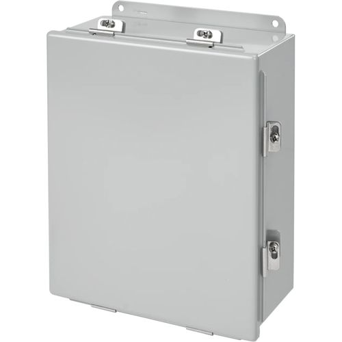 Main product image of 6" x 6" x 4" Continuous Hinge Enclosure with Clamps Type 4, Mild Steel (Gray), A606CHNF