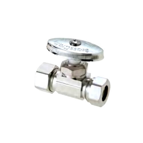Main product image of 1/2" Nom Compression (5/8" OD) x 7/16" & 1/2" Slip-Joint Multi-Turn Angle Stop Valve, Lead Free (Chrome)