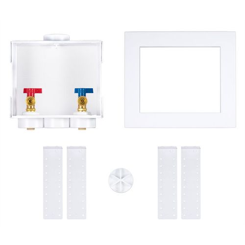Main product image of QUADTRO CPVC Washing Machine Outlet Box w/ 1/4 Turn Brass Ball Valve (Contractor Pack)