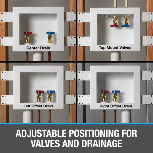 Main product image of QUADTRO CPVC Washing Machine Outlet Box w/ 1/4 Turn Brass Ball Valve (Contractor Pack)