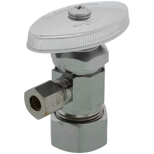 Main product image of 1/2" Nom Compression (5/8" OD) x 1/4" OD Compression Multi-Turn Angle Stop Valve, Lead Free (Chrome)