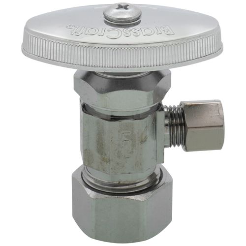 Main product image of 1/2" Nom Compression (5/8" OD) x 1/4" OD Compression Multi-Turn Angle Stop Valve, Lead Free (Chrome)