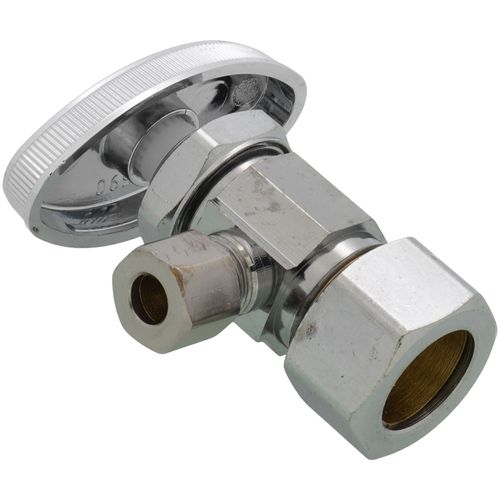 Main product image of 1/2" Nom Compression (5/8" OD) x 1/4" OD Compression Multi-Turn Angle Stop Valve, Lead Free (Chrome)