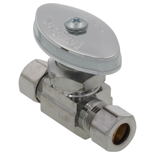 Main product image of 1/4" Nom Compression (3/8" OD) x 3/8" OD Compression Multi-Turn Straight Stop Valve, Lead Free (Chrome)