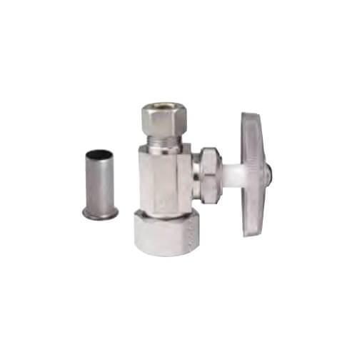 Main product image of 1/2" Nom Compression (5/8" OD) x 3/8" OD Compression Multi-Turn Straight Stop Valve with Tube Insert, Lead Free (Chrome)