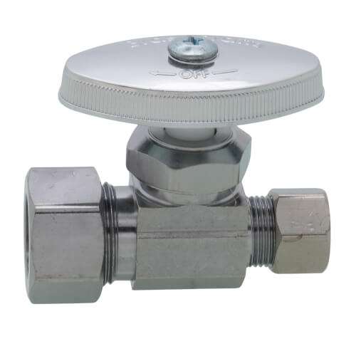 Main product image of 1/2" Nom Compr. (5/8" OD) x 3/8" O.D. Compr. Straight Stop Valve, Lead Free (Chrome Plated)