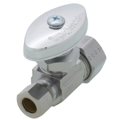 Main product image of 1/2" Nom Compr. (5/8" OD) x 3/8" O.D. Compr. Straight Stop Valve, Lead Free (Chrome Plated)