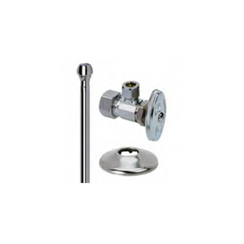 Main product image of 1/2" Nom Compression x 3/8" OD Compression Faucet Supply Kit - Angle Stop, 12" Length (Chrome)